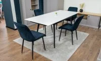 Set Masă Living Extensibilă DTM0101CS Bej cu 4 Scaune Tapițate KJC176 Negru 9