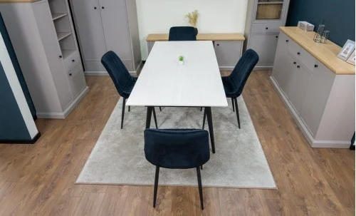 Set Masă Living Extensibilă DTM0101CS Bej cu 4 Scaune Tapițate KJC176 Negru