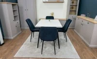 Set Masă Living Extensibilă DTM0101CS Bej cu 4 Scaune Tapițate KJC176 Negru