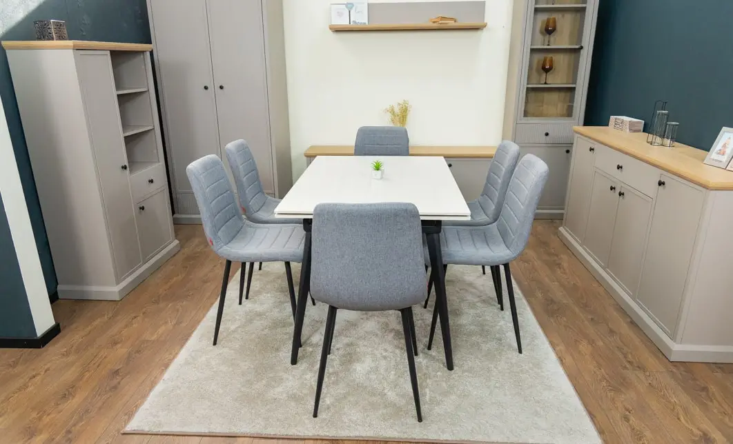 Set Masă Living Extensibilă DTM0101 CS Bej si 6 Scaune KJC5341 Gri 9
