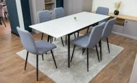 Set Masă Living Extensibilă DTM0101 CS Bej si 6 Scaune KJC5341 Gri 5