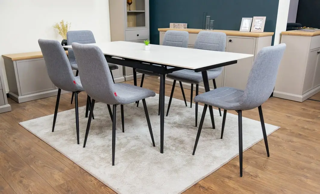 Set Masă Living Extensibilă DTM0101 CS Bej si 6 Scaune KJC5341 Gri 8