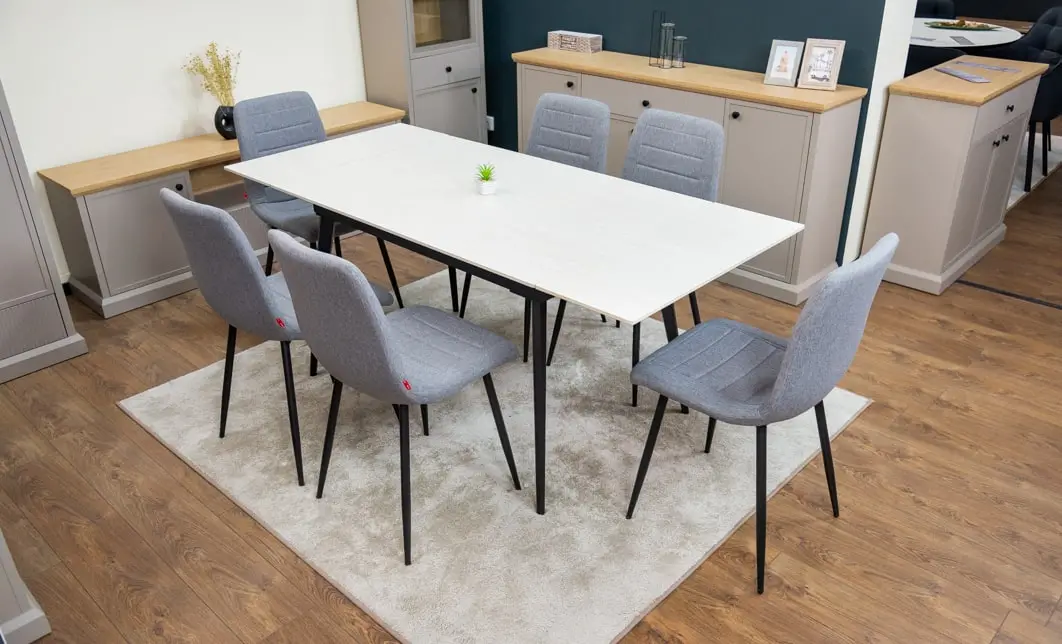 Set Masă Living Extensibilă DTM0101 CS Bej si 6 Scaune KJC5341 Gri 3