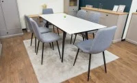 Set Masă Living Extensibilă DTM0101 CS Bej si 6 Scaune KJC5341 Gri 10