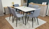 Set Masă Living Extensibilă DTM0101 CS Bej si 6 Scaune KJC5341 Gri