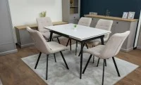 Set Masă Living Extensibilă DTM0101CS Bej cu 6 Scaune Tapițate DCM1801CF Bej