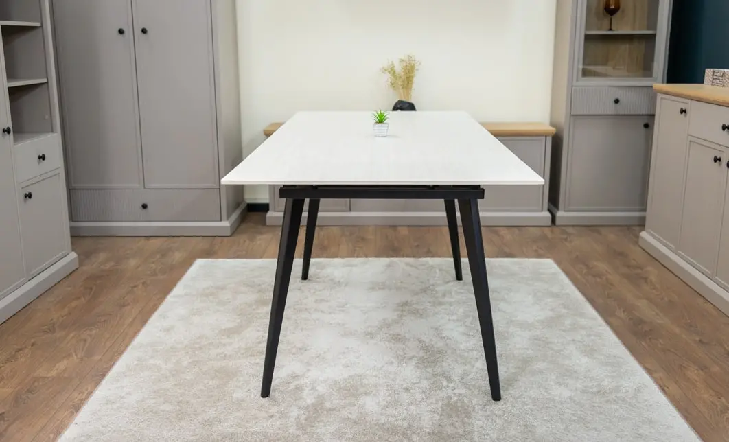 Set Masă Living Extensibilă DTM0101CS Bej cu 4 Scaune KJC0357 Negre 6