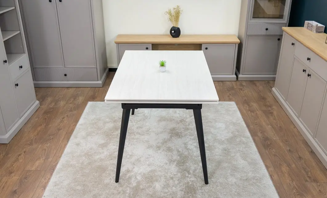 Set Masă Living Extensibilă DTM0101CS Bej cu 4 Scaune KJC0357 Negre 5