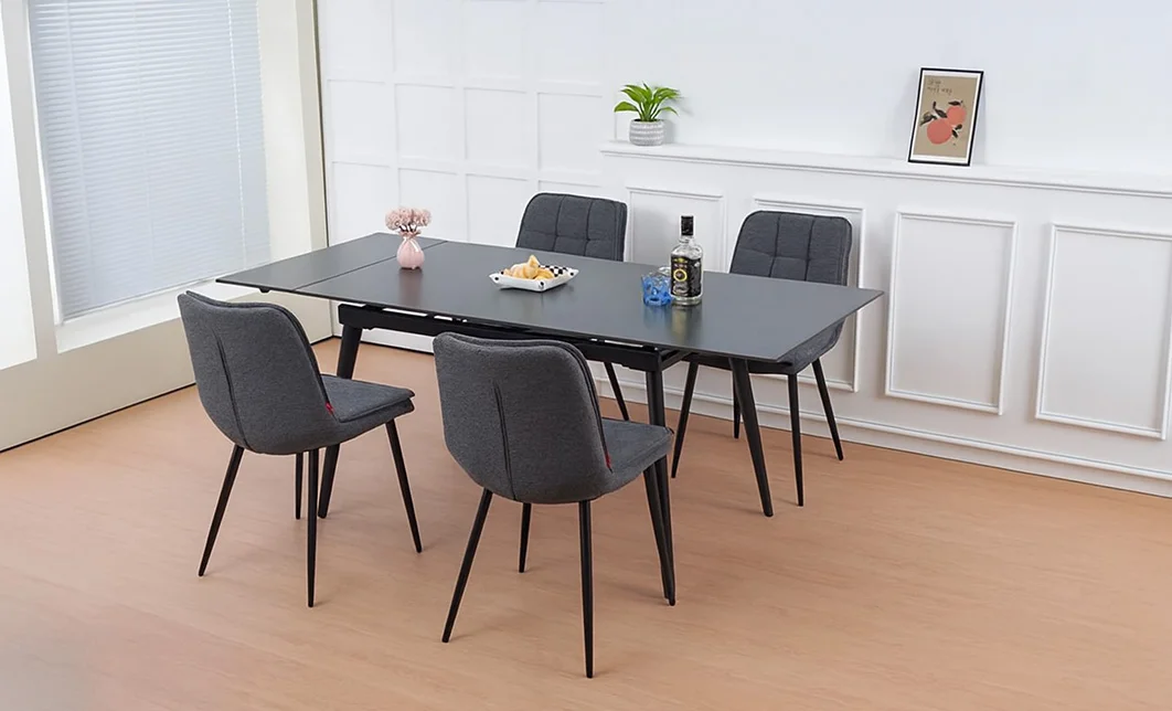 Set Masă Living Extensibilă Set Masă Extensibilă DTM0101CS Gri cu 4 Scaune DCM2001AF Gri