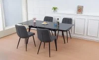 Set Masă Living Extensibilă Set Masă Extensibilă DTM0101CS Gri cu 4 Scaune DCM2001AF Gri