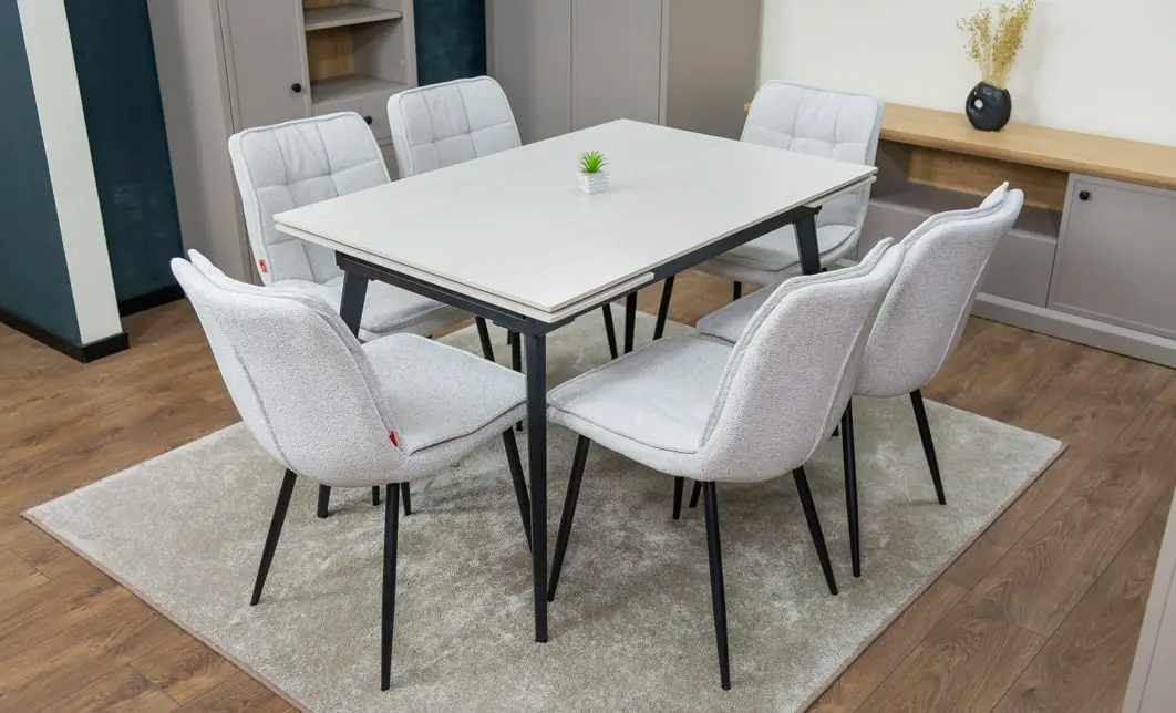 Set Masă Living Extensibilă Setul de masă extensibilă DTM0101CS cu 6 scaune DCM2001AF Bej 9