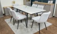 Set Masă Living Extensibilă Setul de masă extensibilă DTM0101CS cu 6 scaune DCM2001AF Bej 4