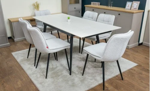 Set Masă Living Extensibilă Setul de masă extensibilă DTM0101CS cu 6 scaune DCM2001AF Bej