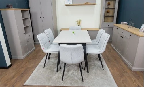 Set Masă Living Extensibilă Setul de masă extensibilă DTM0101CS cu 6 scaune DCM2001AF Bej
