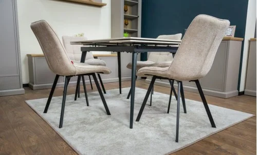 Set Masă Living Extensibilă DTM0101CS Bej cu 6 Scaune Tapițate DCM1801CF Bej