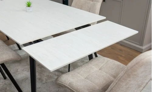 Set Masă Living Extensibilă DTM0101CS Bej cu 6 Scaune Tapițate DCM1801CF Bej