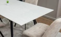 Set Masă Living Extensibilă DTM0101CS Bej cu 6 Scaune Tapițate DCM1801CF Bej