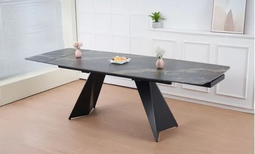Masa Extensibila Blat Ceramic Negru/Auriu DTM0105CS