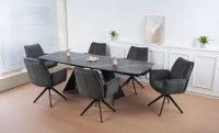 Masa Extensibila Blat Ceramic Negru/Auriu DTM0105CS 5