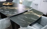 Set Masă Living Extensibilă Blat Ceramic Negru/Auriu DTM0105CS cu 6 Scaune KJC385 Gri 8