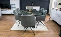 Set Masă Living Extensibilă Blat Ceramic Negru/Auriu DTM0105CS cu 6 Scaune KJC389 Gri 6