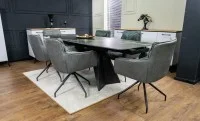 Set Masă Living Extensibilă Blat Ceramic Negru/Auriu DTM0105CS cu 6 Scaune KJC389 Gri 4