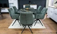 Set Masă Living Extensibilă Blat Ceramic Negru/Auriu DTM0105CS cu 6 Scaune DCM0601AS Gri Închis 5