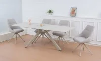 Set Masă Living Extensibilă Set Masă Extensibilă DTM0107CS Bej cu 4 Scaune Gri Deschis