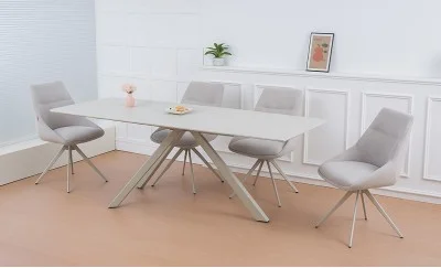 Set Masă Living Extensibilă Set Masă Extensibilă DTM0107CS Bej cu 4 Scaune Gri Deschis