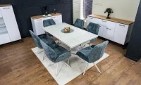 Set Masă Living Extensibilă DTM0107 Bej cu 6 Scaune DCM0104CS Gri 5