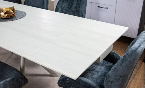 Set Masă Living Extensibilă DTM0107 Bej cu 6 Scaune DCM0104CS Gri
