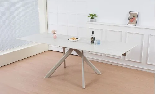 Set Masă Living Extensibilă Set Masă Extensibilă DTM0107CS Bej cu 4 Scaune Gri Deschis