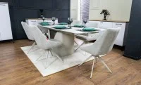 Set Masă Living Extensibilă DTM0405CS Bej cu 6 Scaune DCM0108CS Gri 3