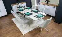 Set Masă Living Extensibilă DTM0405CS Bej cu 6 Scaune DCM0108CS Gri 4