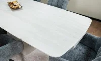 Set Masă Living Extensibilă DTM0405CS Blat Ceramic Bej cu 6 Scaune Rotative DCM0112 Gri