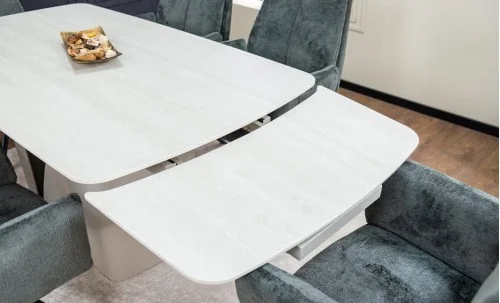 Set Masă Living Extensibilă DTM0405CS Bej cu 6 Scaune DCM0601AS Gri Închis