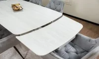Set Masă Living Extensibilă DTM0405CS Blat Ceramic Bej cu 6 Scaune Tapițate KJC38 Gri 10