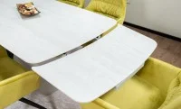 Set Masă Living Extensibilă DTM0405CS Blat Ceramic Bej cu 6 Scaune Rotative KJC4345 Muștar 10