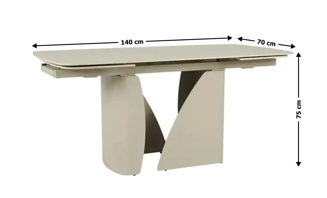 Set Masă Living Extensibilă Bej DTM0405CS Blat Ceramic cu 6 Scaune Rotative DCM0104CS Gri 5