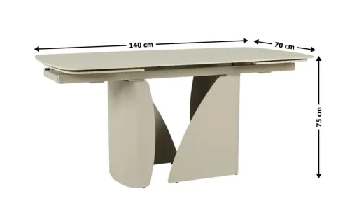 Set Masă Living Extensibilă Bej DTM0405CS Blat Ceramic cu 6 Scaune Rotative DCM0104CS Gri