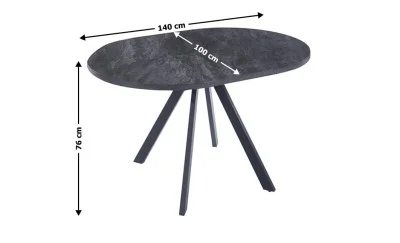 Masă Living Extensibilă DTW0902MBE Gri Ceramic