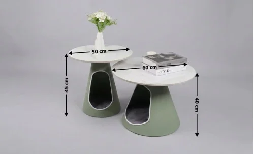 Set Măsuțe Cafea KJCT021 Alb / Verde
