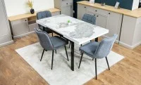 Set Masă Living Extensibilă Blat Ceramic KJT416 Alb-Cappuccino cu 4 Scaune DCM2001AF Gri 6