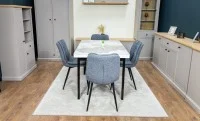 Set Masă Living Extensibilă Blat Ceramic KJT416 Alb-Cappuccino cu 4 Scaune DCM2001AF Gri 9