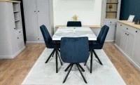 Set Masă Living Extensibilă Blat Ceramic KJT416 Alb-Cappuccino cu 4 Scaune KJC0356 Negre 8