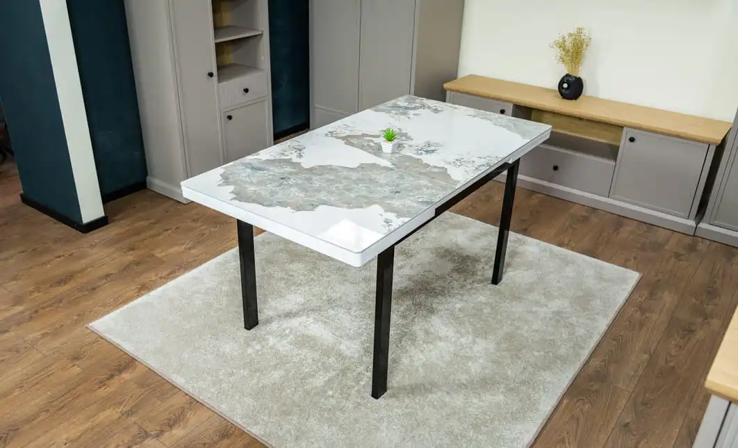 Masă Extensibilă Blat Ceramic Alb-Cappuccino KJT416 / DT018 5