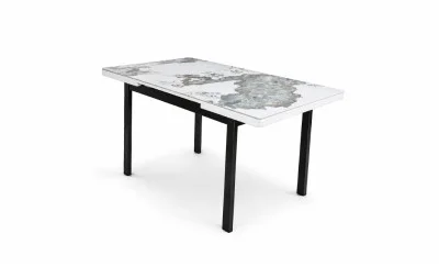 Masă Extensibilă Blat Ceramic Alb-Cappuccino KJT416 / DT018