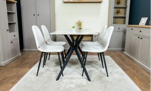 Set Masă Living cu 4 Scaune KJD6315 Bej