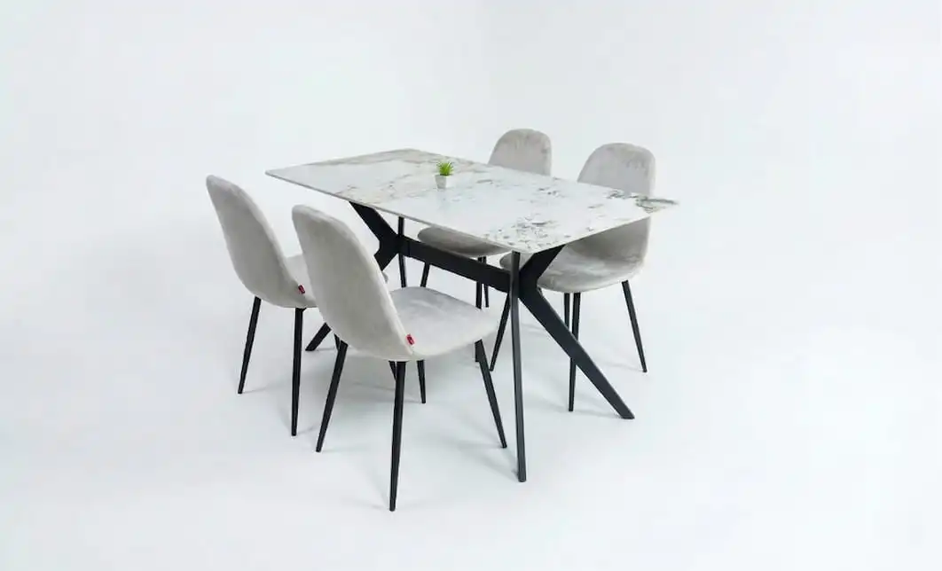 Set Masă Living cu 4 Scaune KJD6315 Bej 2