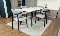 Set Masă Living Extensibilă cu 4 Scaune KJD6316 Gri 7